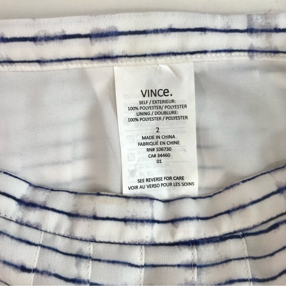 VINCE blurred lines pleated Navy on White Skirt Size 2 - Picture 10 of 15